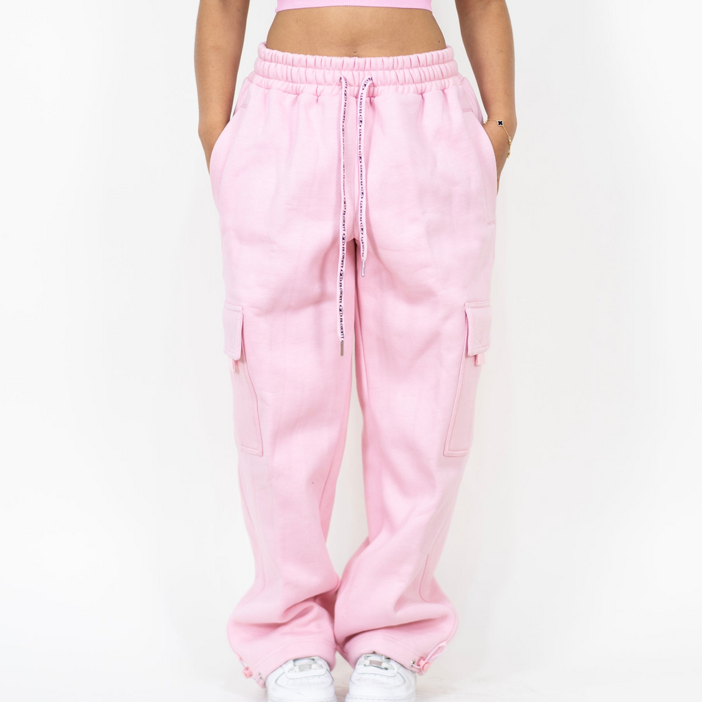 FB County Heavyweight Baggy Cargo Sweatpants - Baby Pink